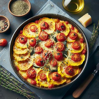 Image of Summer Squash Gratin with Tomatoes Parmesan and Fresh Thyme