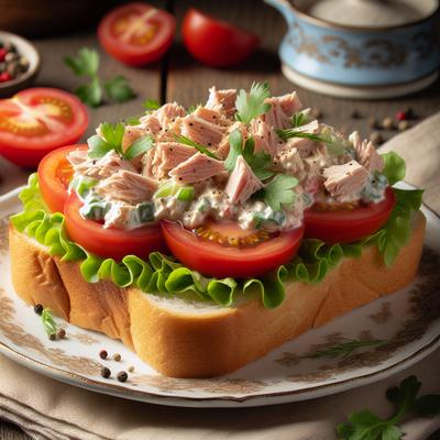 Image of Summer Tuna Salad Sandwich Open Faced