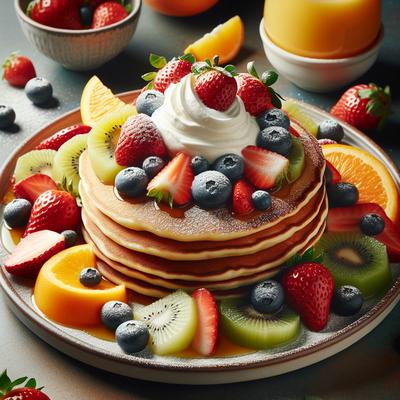 Image of Summertime Fruit Pancakes with Fresh Cream