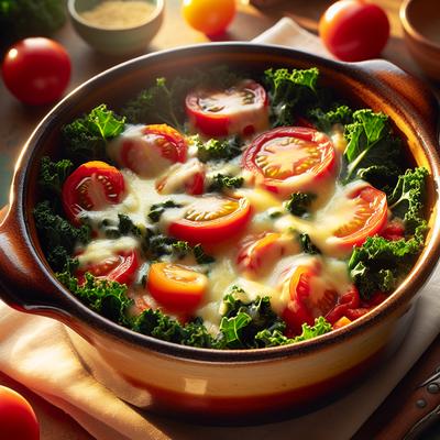 Image of Summery One Pot Dish with Kale Tomatoes and Cheese