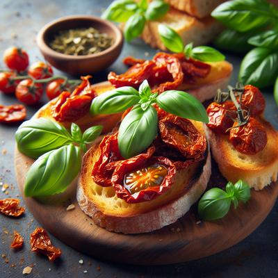 Image of Sun Dried Tomato and Basil Crostini