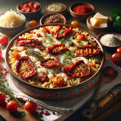 Image of Sun Dried Tomato and Herbed Cheesed Baked Orzo