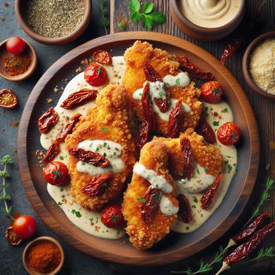 Image of Sun Dried Tomato Breaded Chicken with Cream Sauce