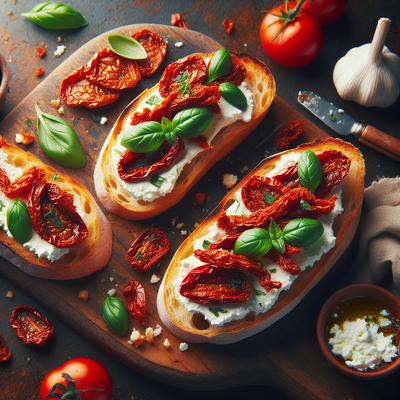 Image of Sun Dried Tomato Bruschetta with Goat Cheese