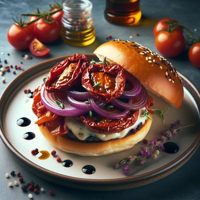 Image of Sun Dried Tomato Burgers with Balsamic Glazed Onions