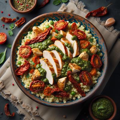 Image of Sun Dried Tomato Chicken Pesto Couscous Salad