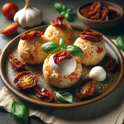 Image of Sun Dried Tomato Mozzarella and Basil Rice Balls