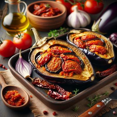 Image of Sun Dried Tomato Stuffed Baked Eggplant
