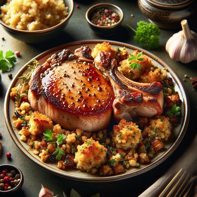 Image of Super Easy Pork Chops and Stuffing