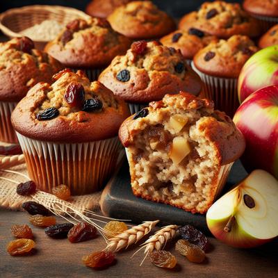 Image of Super Low Fat Lower Carb Vegan Apple Raisin Wheat Bran Muffins