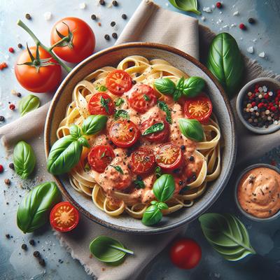 Image of Super Quick Tomato Basil Cream Pasta Vegan