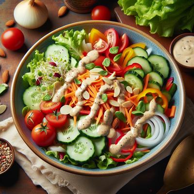 Image of Super Veggie Salad with Creamy Almond Dressing