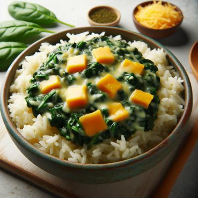 Image of Super Yummy in Your Tummy Cheesy Spinach Rice Dish
