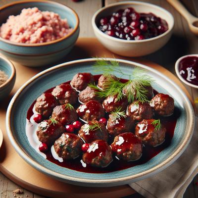 Image of Swedish Meatballs with Lingonberry or Cranberry Sauce