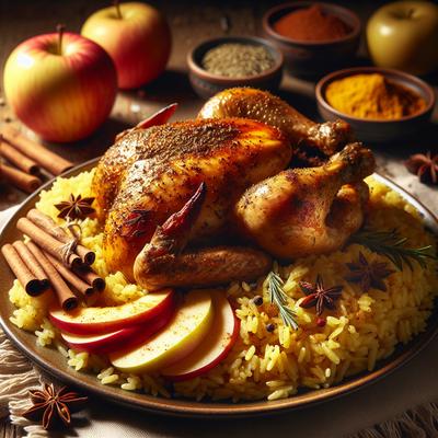 Image of Swedish Roast Chicken with Spiced Apple Rice
