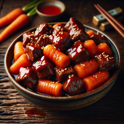 Image of Sweet and Sour Beef Cubes with Baby Carrots
