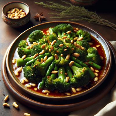 Image of Sweet and Sour Broccoli Stalks with Pine Nuts