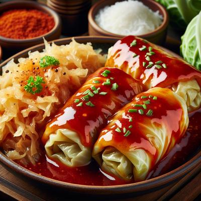 Image of Sweet and Sour Cabbage Rolls with Sauerkraut