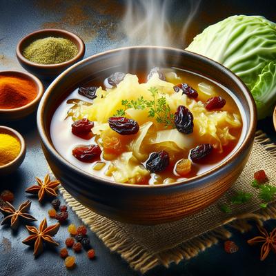 Image of Sweet and Sour Cabbage Soup with Raisins