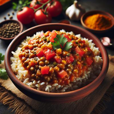Image of Sweet and Sour Lentils Over Brown Rice