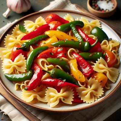 Image of Sweet and Sour Peppers with Pasta Bows