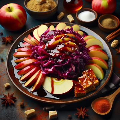 Image of Sweet and Sour Red Cabbage with Apples and Tempeh