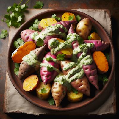 Image of Sweet and White Potatoes with Cilantro Cream
