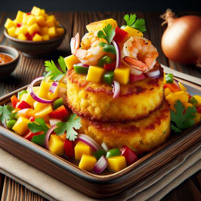 Image of Sweet Cornbread Shrimp Cakes with Mango Salsa