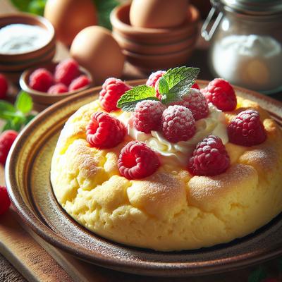 Image of Sweet Fluffy Omelet with Raspberries