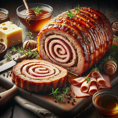 Image of Sweet Glazed Spiral Meatloaf W Ham and Swiss
