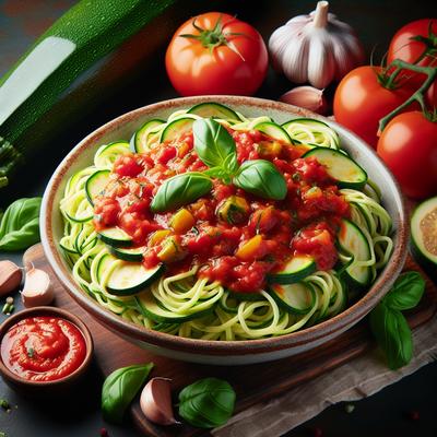Image of Sweet Marinara Over Zucchini Raw Vegan