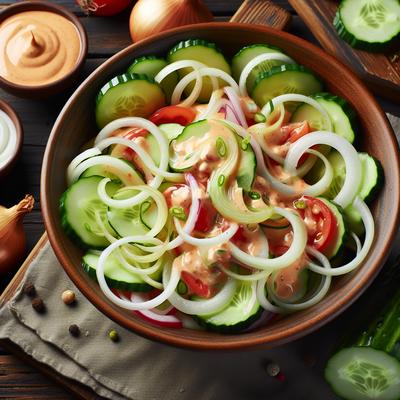 Image of Sweet Onion and Cucumber Salad with Creamy Tomato Dressing