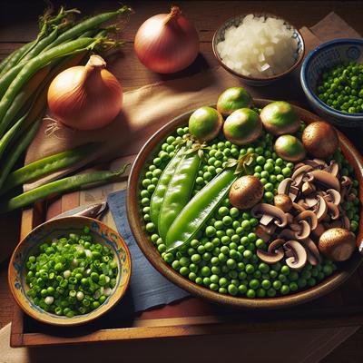 Image of Sweet Peas with Mushrooms and Onion