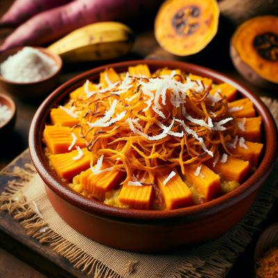 Image of Sweet Potato Bake with Shredded Plantain and Coconut Topping
