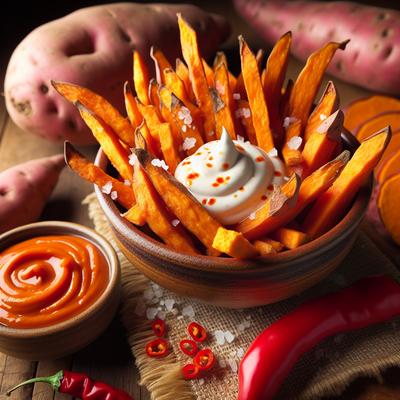 Image of Sweet Potato Fries with Sriaracha Cream