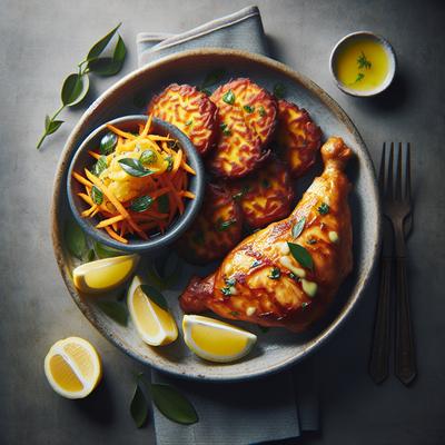 Image of Sweet Potato Fritters with Lemon Chicken