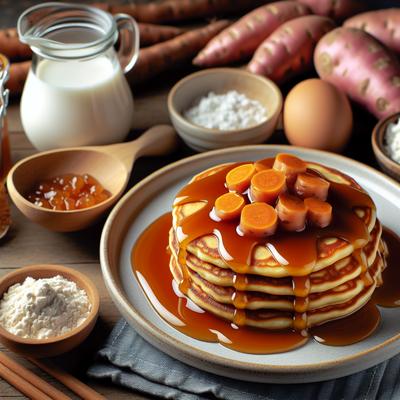 Image of Sweet Potato Pancakes with Caramel Sauce