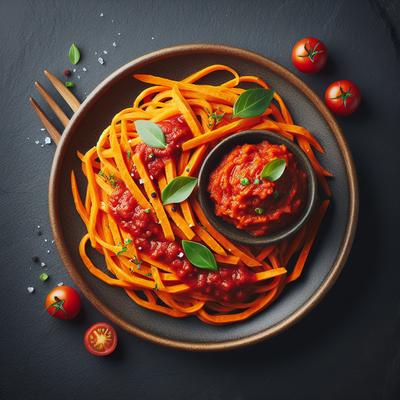Image of Sweet Potato Pasta with Tangy Marinara a Raw Food R