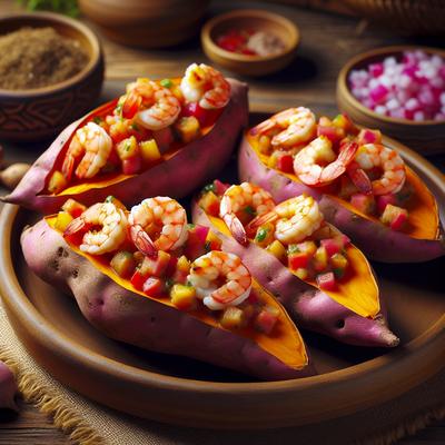 Image of Sweet Potatoes Stuffed with Shrimp and Salsa