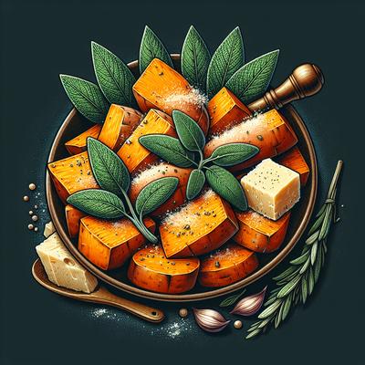 Image of Sweet Potatoes with Sage and Parmesan Cheese