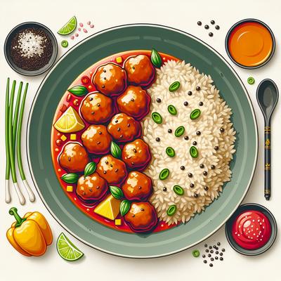 Image of Sweet Sour Chicken Balls with Brown Rice
