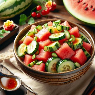 Image of Sweet Sour Watermelon Cucumber Salad