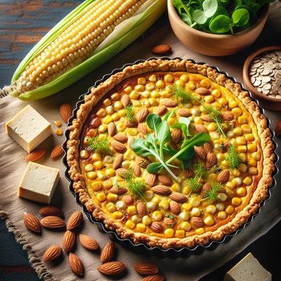 Image of Sweetcorn Tofu Quiche with Oat and Almond Crust