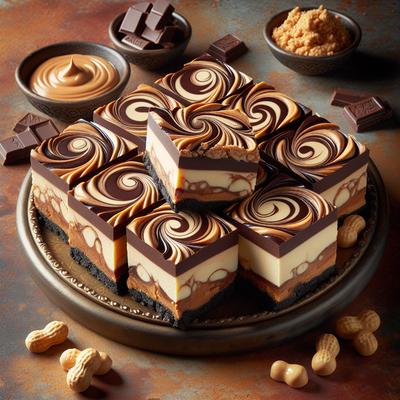 Image of Swirled Peanut Butter Chocolate Cheesecake Bars