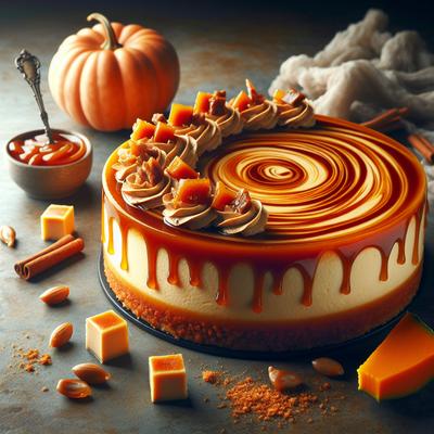 Image of Swirled Pumpkin and Caramel Cheesecake