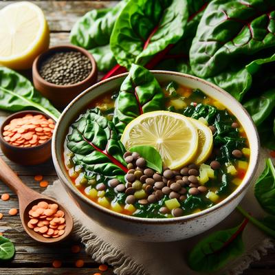 Image of Swiss Chard and Lentil Soup with Lemon Juice