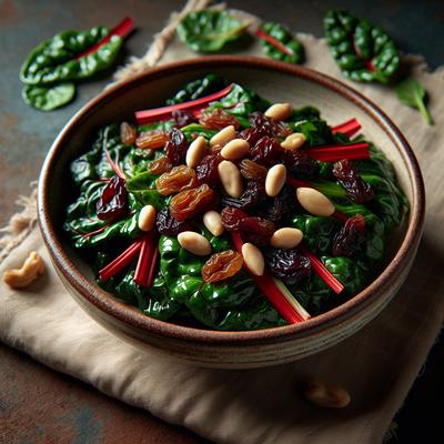 Image of Swiss Chard Pine Nut and Raisin Topping
