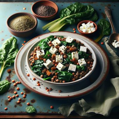 Image of Swiss Chard with Lentils and Feta Cheese