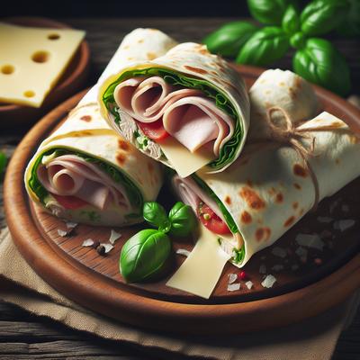 Image of Swiss Turkey Wrap with Fresh Basil