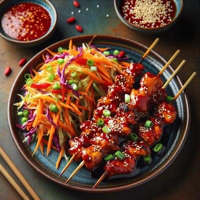 Image of Szechuan Chicken Skewers with Singapore Cole Slaw